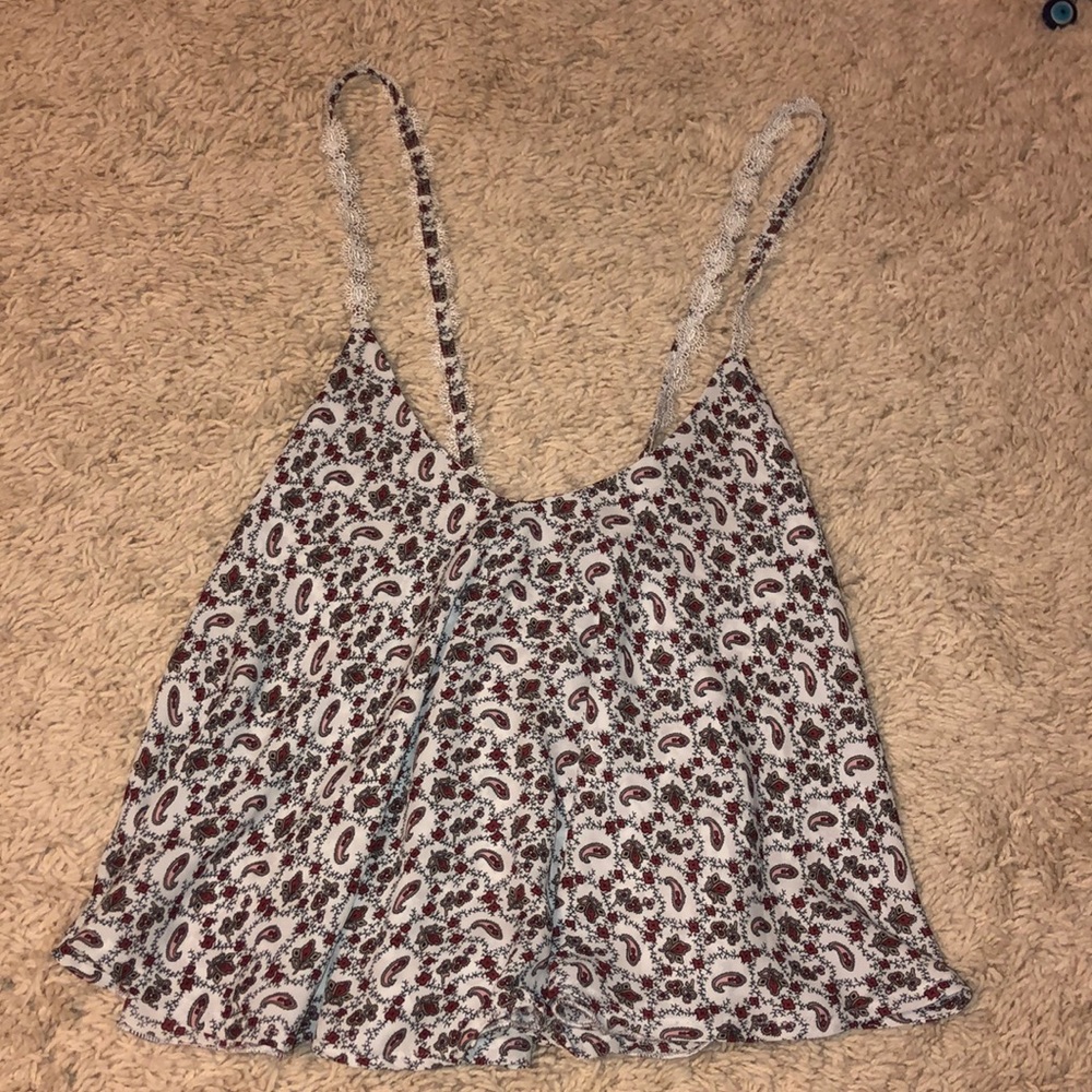 White paisley pattern tank top